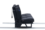 3 belt Scopema Sliding Rail Seat Bed RIB Safety Tested ISO-FIX Latch, 3 point belts FMVSS Made in Europe Available for Sprinter, Metris and ProMaster with the Transit coming soon. Vanevolve.com