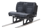 2 belt Scopema Sliding Rail Seat Bed RIB Safety Tested ISO-FIX Latch, 3 point belts FMVSS Made in Europe Available for Sprinter, Metris and ProMaster with the Transit coming soon. Vanevolve.com