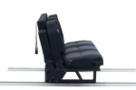 3 belt Scopema Sliding Rail Seat Bed RIB Safety Tested ISO-FIX Latch, 3 point belts FMVSS Made in Europe Available for Sprinter, Metris and ProMaster with the Transit coming soon. Vanevolve.com